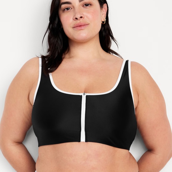 NWT OLD NAVY Zip-Front Bikini Swim Top  Color: Black Jack - Picture 7 of 10